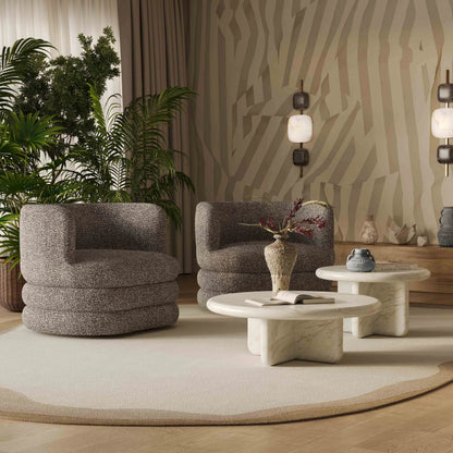 Astor Heavy Swivel Hotel Lounge Chair by TOV Furniture. Made from boucle, plywood in a modern style.