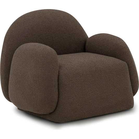 Marius Boucle Accent Chair by TOV Furniture in brown. Made from fabric, plywood in a unique style.