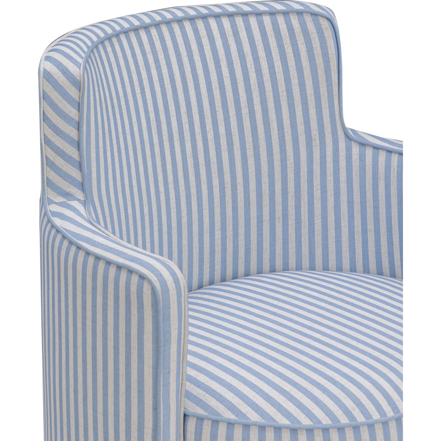 007 SI-2532685 | Closeup | Passe Striped Swivel Chair by TOV Furniture. Made from linen, plywood in a unique style.