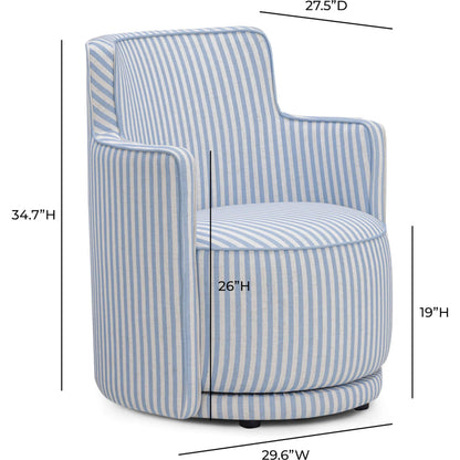 Passe Striped Swivel Chair by TOV Furniture. Made from linen, plywood in a unique style.