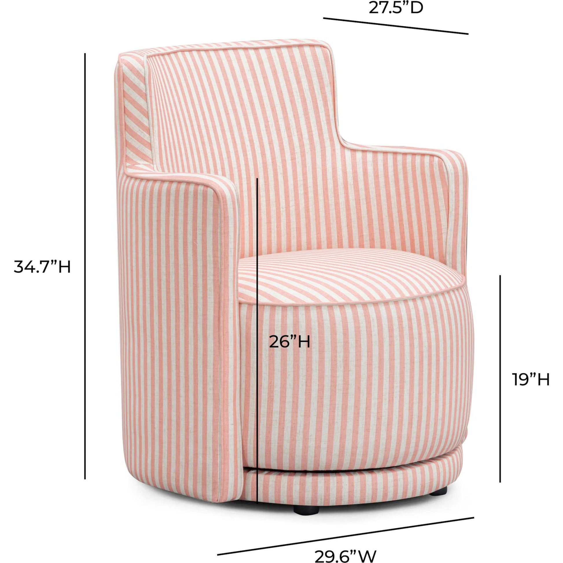 Passe Striped Swivel Chair by TOV Furniture. Made from linen, plywood in a unique style.