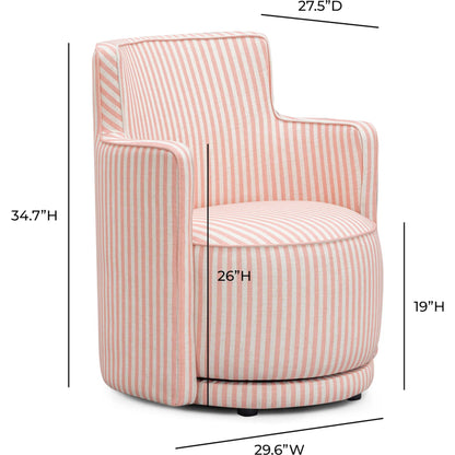 Passe Striped Swivel Chair by TOV Furniture. Made from linen, plywood in a unique style.
