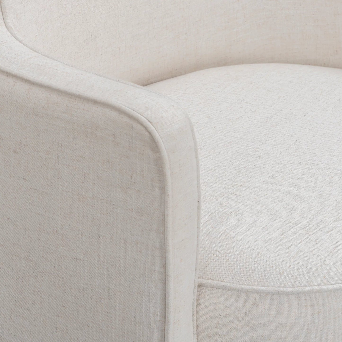 005 SI-2532687 | Closeup | Passe Upcycled Performance Swivel Chair by TOV Furniture in cream. Made from linen, plywood in a unique style.
