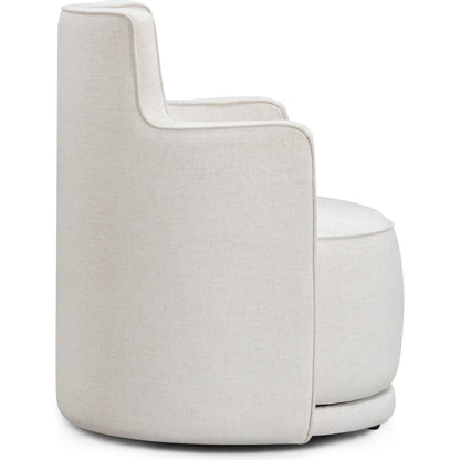 Passe Upcycled Performance Swivel Chair by TOV Furniture in cream. Made from linen, plywood in a unique style.