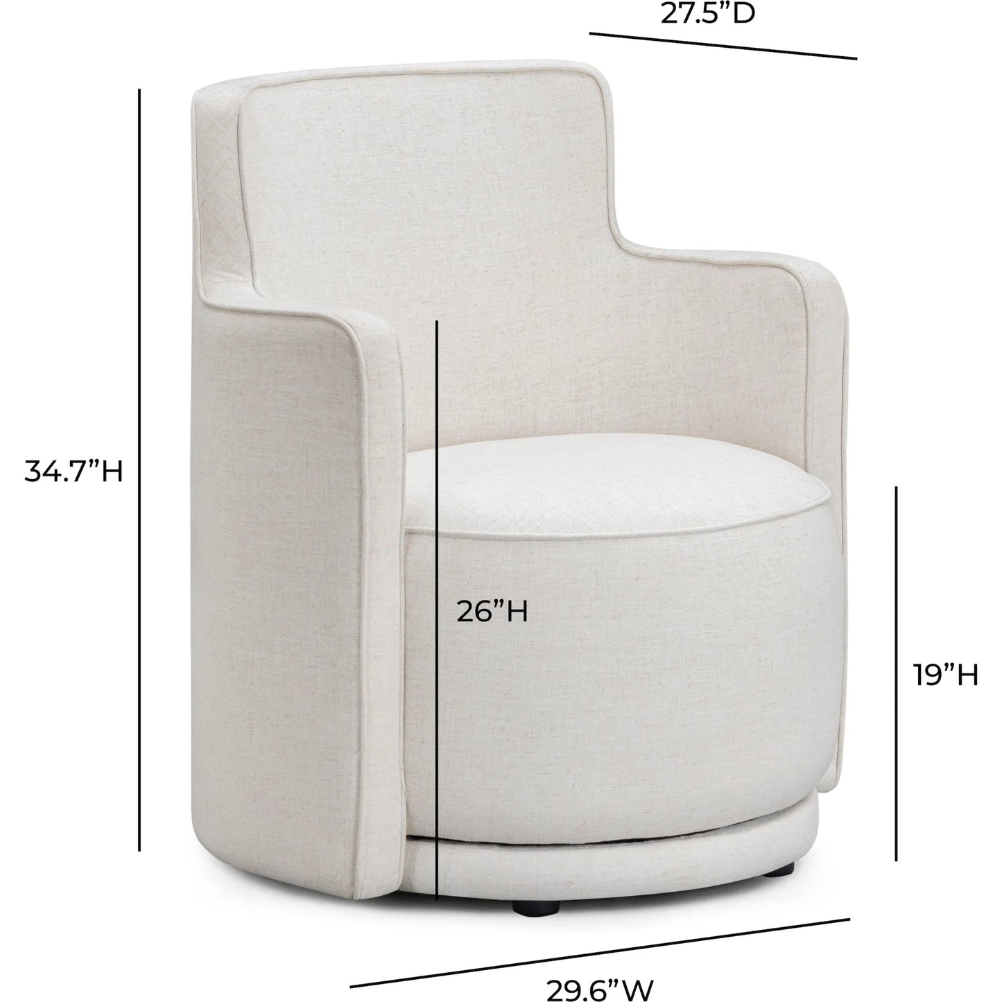 004 SI-2532687 | Additional Silo | Passe Upcycled Performance Swivel Chair by TOV Furniture in cream. Made from linen, plywood in a unique style.