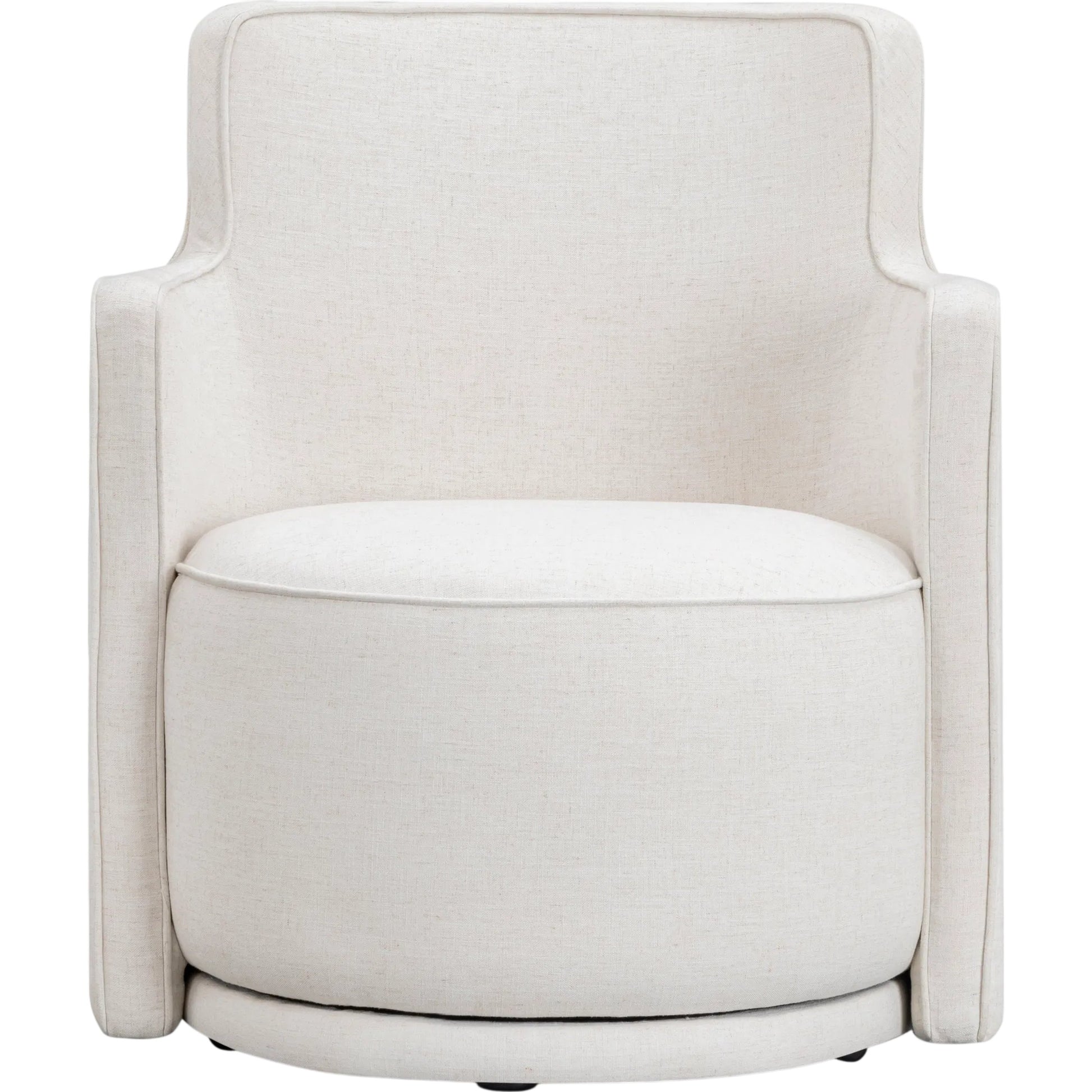Passe Upcycled Performance Swivel Chair by TOV Furniture in cream. Made from linen, plywood in a unique style.