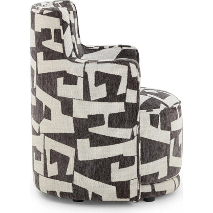 Passe Performance Swivel Chair by TOV Furniture in black. Made from jacquard, plywood in a unique style.