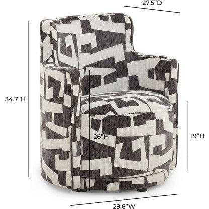 Passe Performance Swivel Chair by TOV Furniture in black. Made from jacquard, plywood in a unique style.
