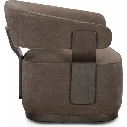 Madison Linen Swivel Accent Chair by TOV Furniture. Made from chenille, plywood, rubberwood in a eclectic & global style.