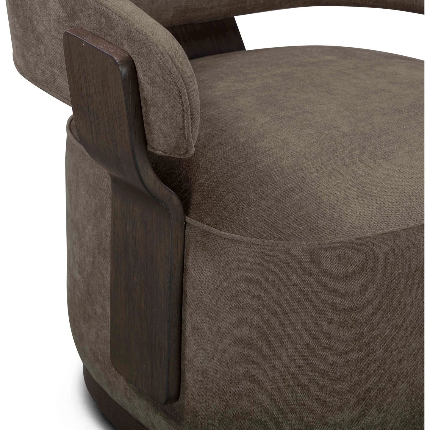 003 SI-2519465 | Closeup | Madison Linen Swivel Accent Chair by TOV Furniture. Made from chenille, plywood, rubberwood in a eclectic & global style.