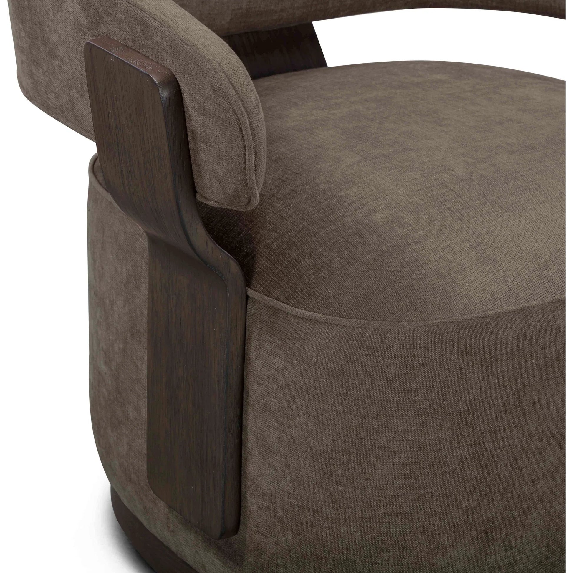 Madison Linen Swivel Accent Chair by TOV Furniture. Made from chenille, plywood, rubberwood in a eclectic & global style.