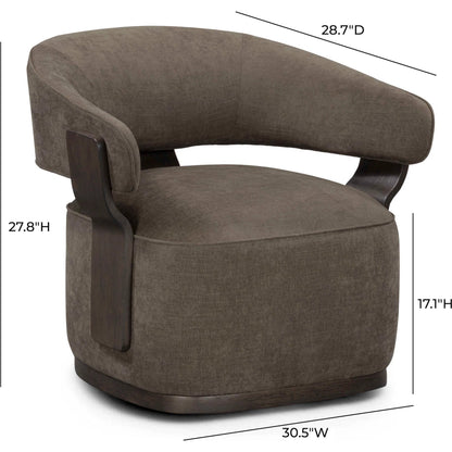 Madison Linen Swivel Accent Chair by TOV Furniture. Made from chenille, plywood, rubberwood in a eclectic & global style.