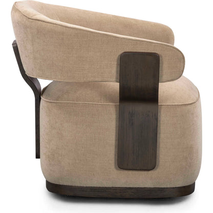 Madison Linen Swivel Accent Chair by TOV Furniture. Made from chenille, plywood, rubberwood in a eclectic & global style.