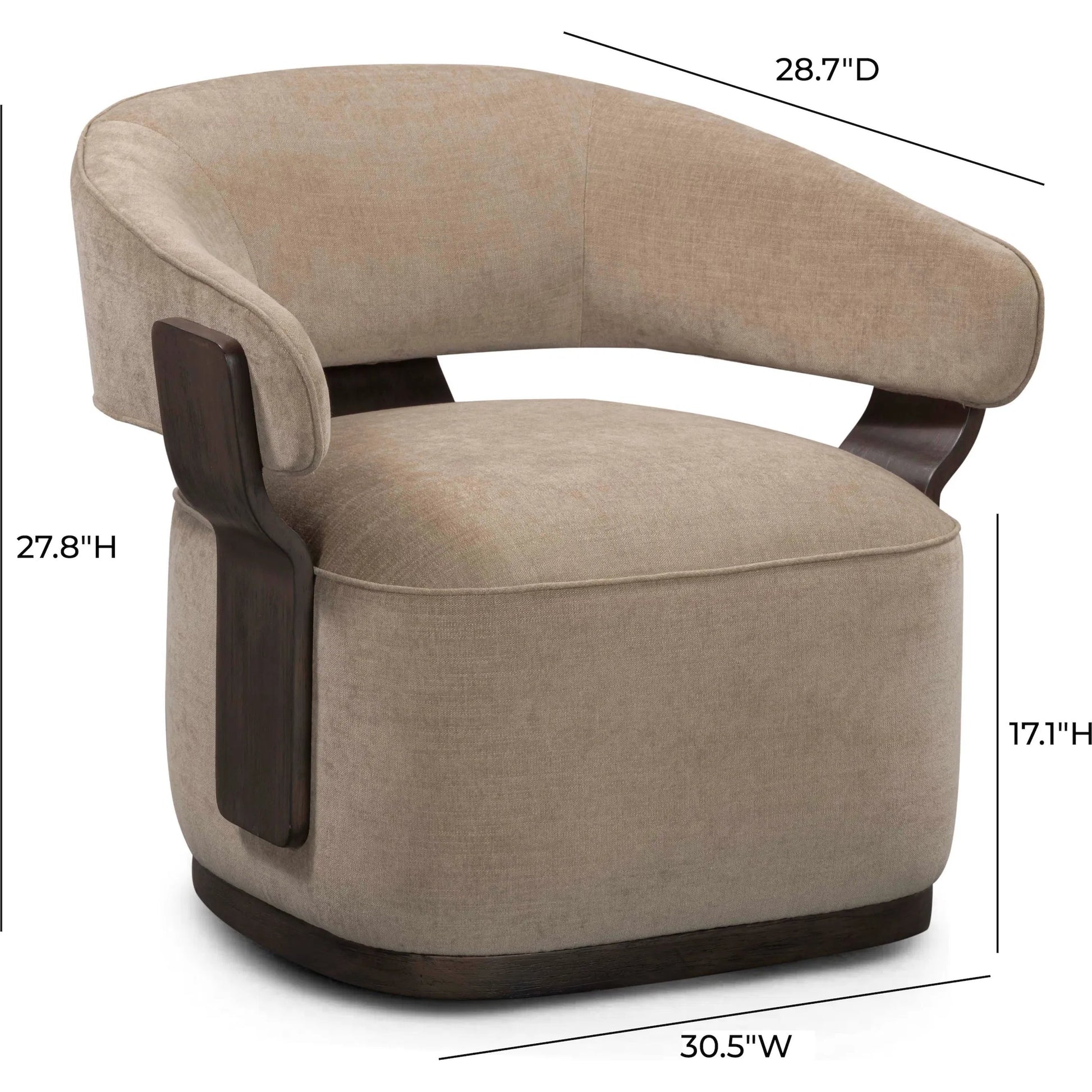 Madison Linen Swivel Accent Chair by TOV Furniture. Made from chenille, plywood, rubberwood in a eclectic & global style.