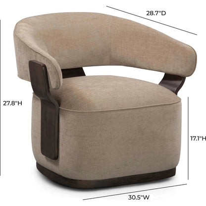 Madison Linen Swivel Accent Chair by TOV Furniture. Made from chenille, plywood, rubberwood in a eclectic & global style.