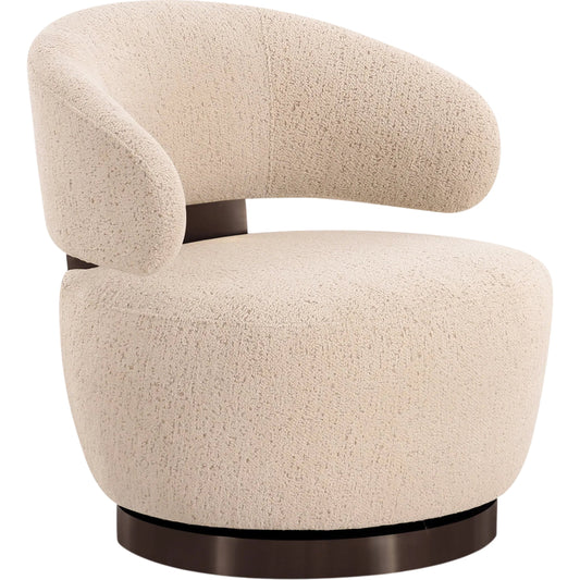 Austin Performance Swivel Accent Chair by TOV Furniture in cream. Made from boucle, plywood, stainless steel in a unique style.