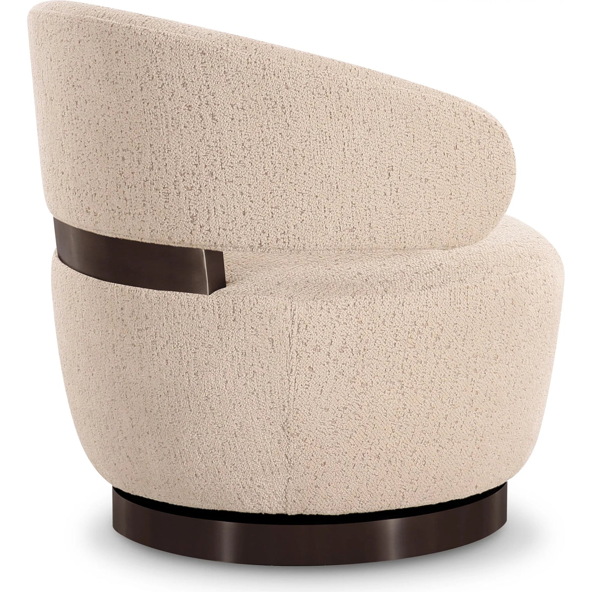 Austin Performance Swivel Accent Chair by TOV Furniture in cream. Made from boucle, plywood, stainless steel in a unique style.