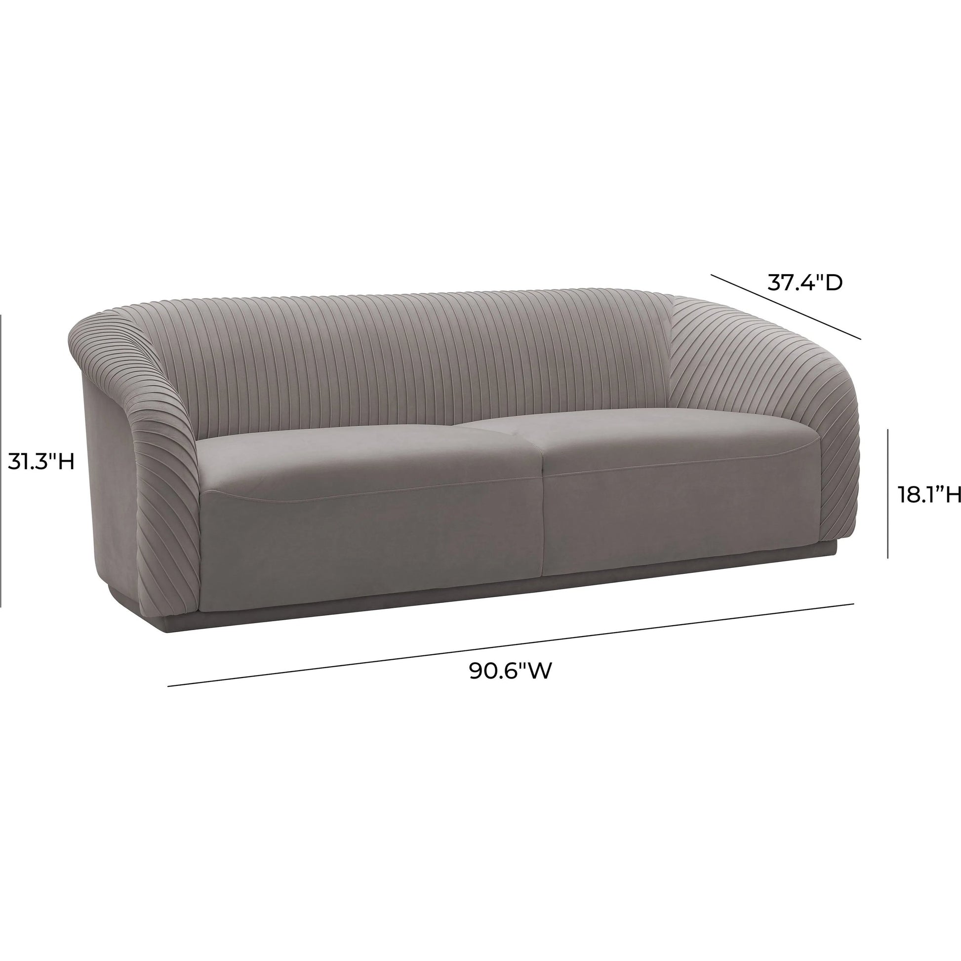 Yara Pleated Velvet Sofa by TOV Furniture. Made from velvet in a modern style.