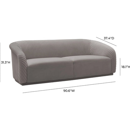 Yara Pleated Velvet Sofa by TOV Furniture. Made from velvet in a modern style.