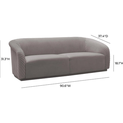 Yara Pleated Velvet Sofa by TOV Furniture. Made from velvet in a modern style.
