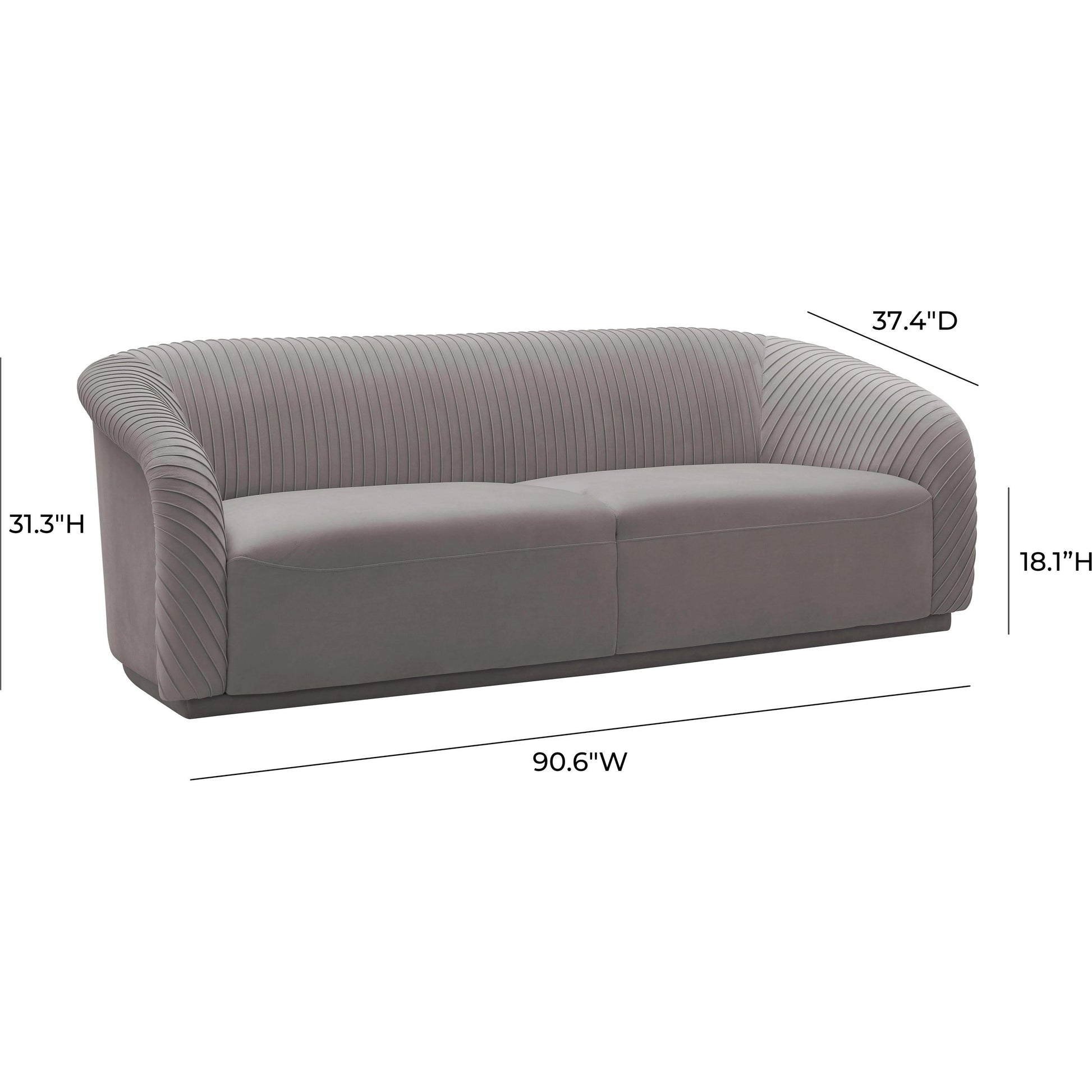 Yara Pleated Velvet Sofa by TOV Furniture. Made from velvet in a modern style.