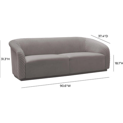 Yara Pleated Velvet Sofa by TOV Furniture. Made from velvet in a modern style.