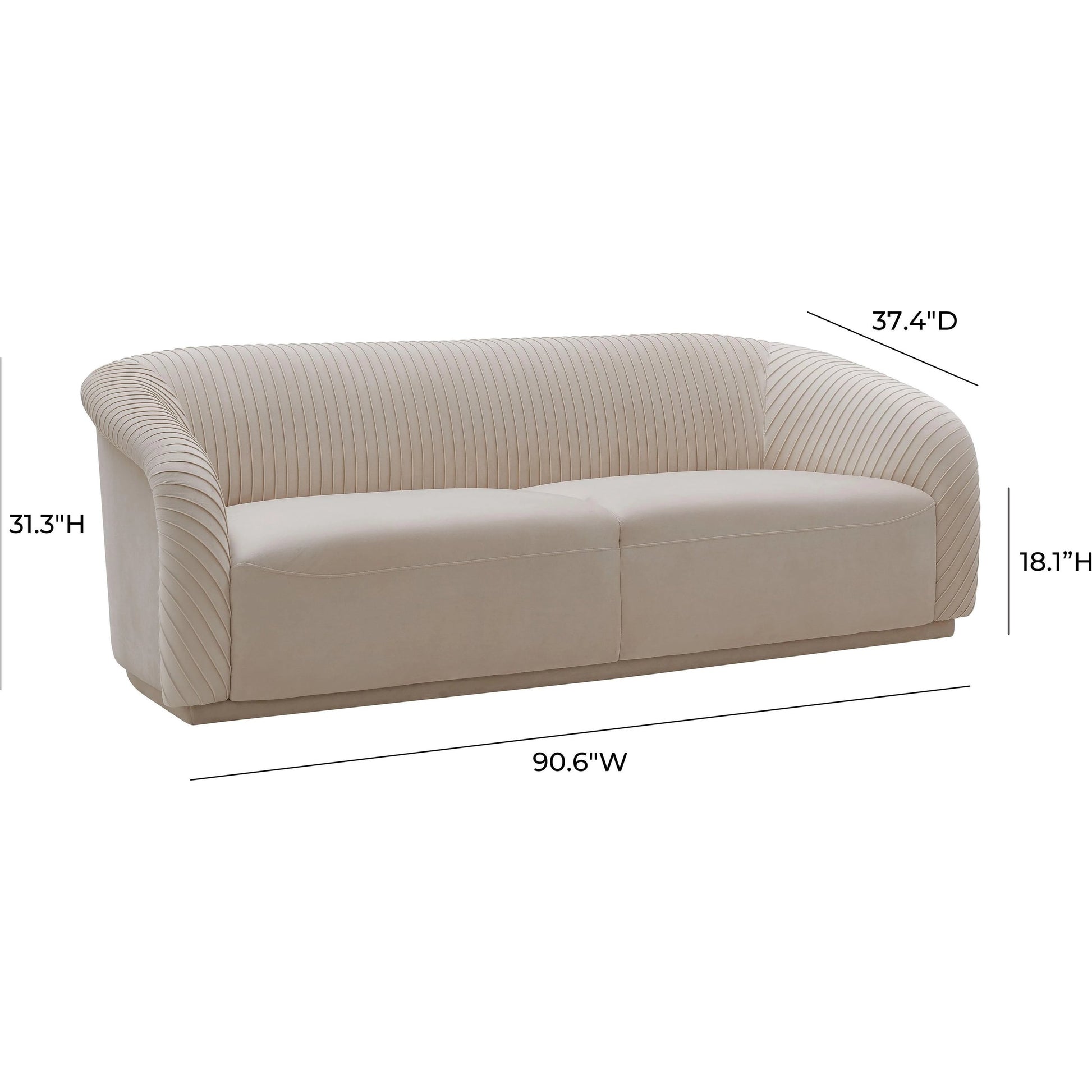 Yara Pleated Velvet Sofa by TOV Furniture. Made from velvet in a modern style.
