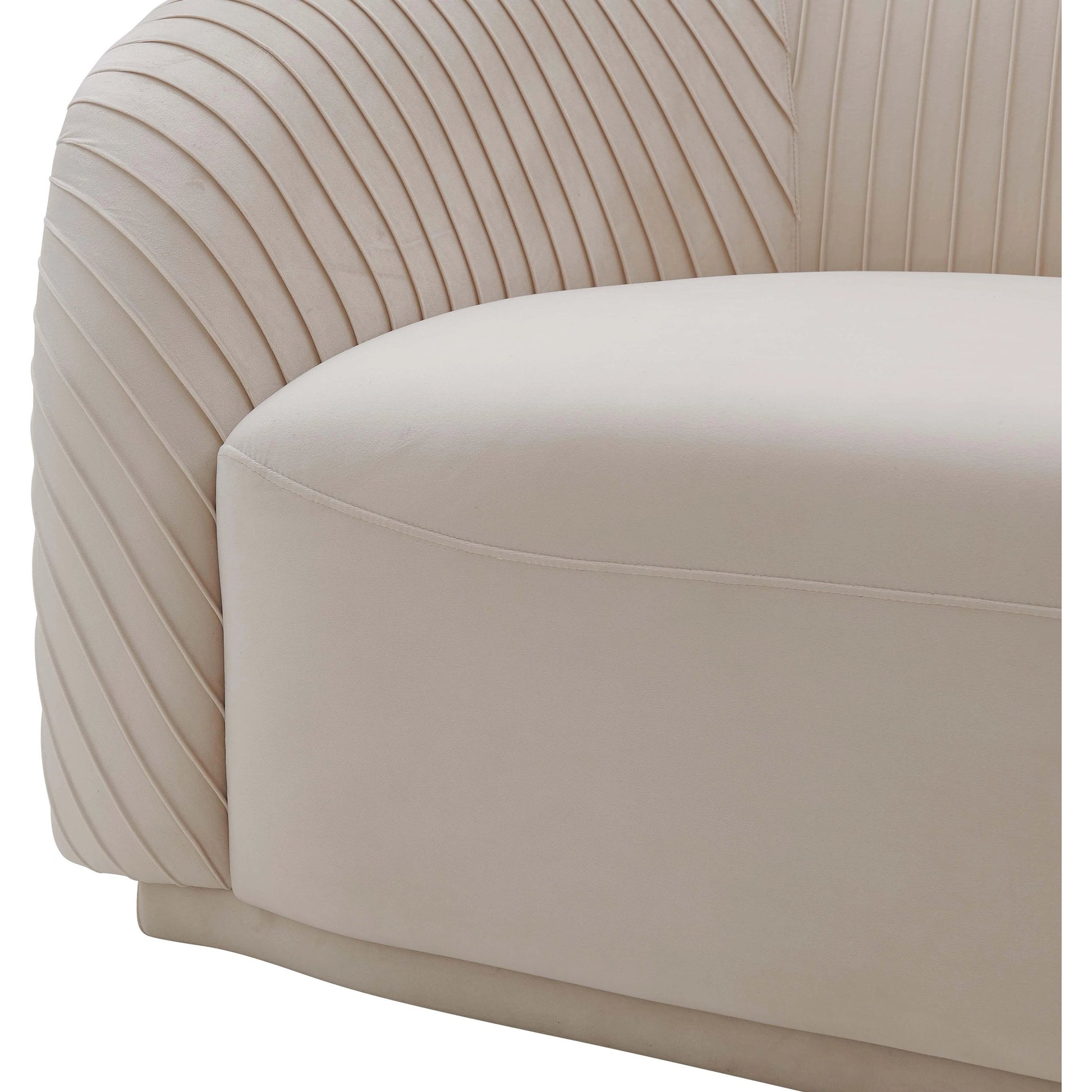 Yara Pleated Velvet Sofa by TOV Furniture. Made from velvet in a modern style.