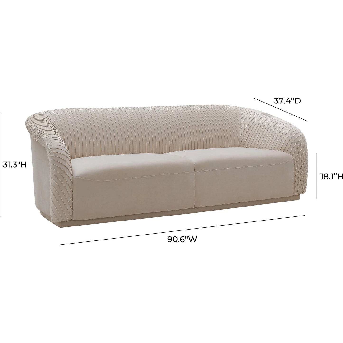 008 SR-833923 | Additional Silo | Yara Pleated Velvet Sofa by TOV Furniture. Made from velvet in a modern style.