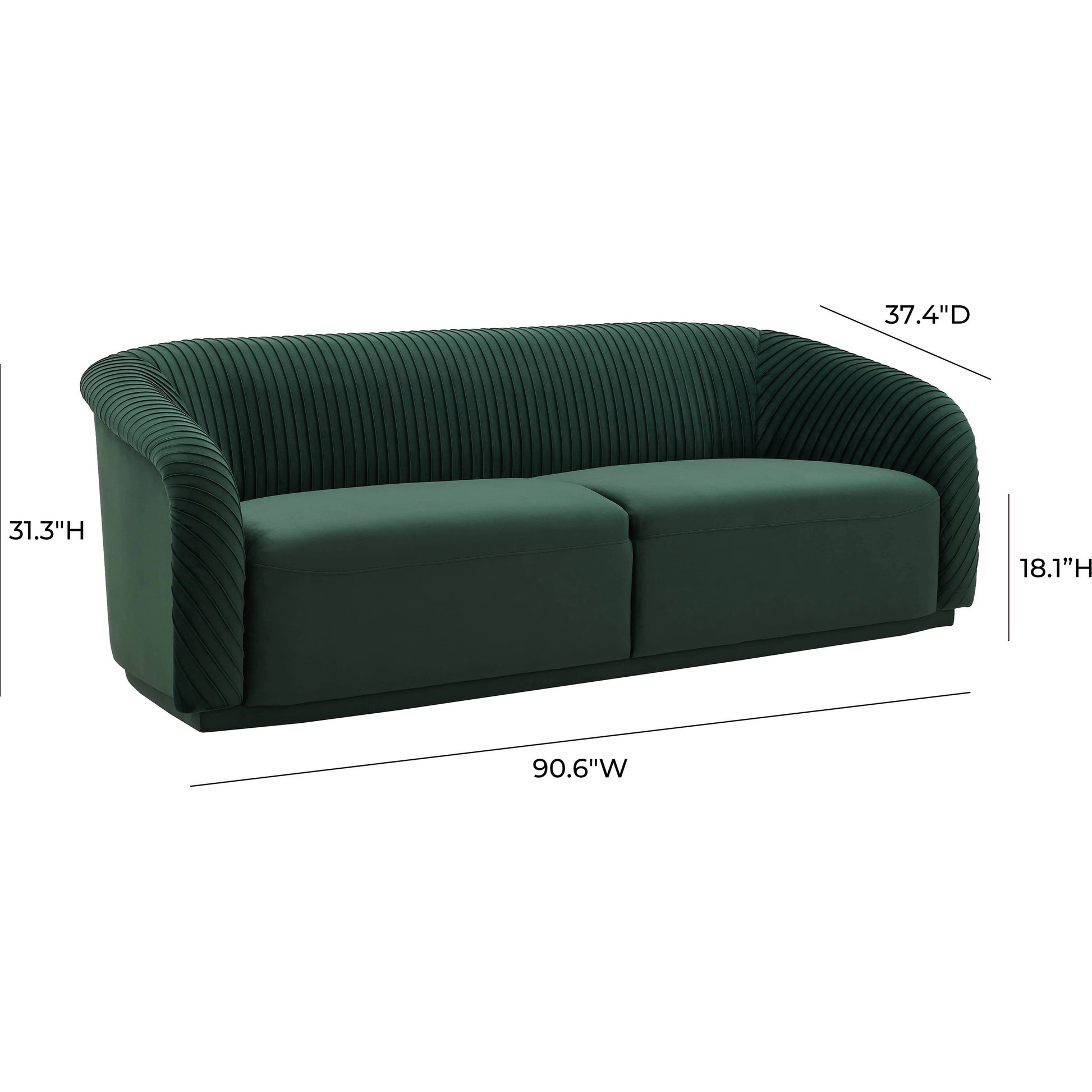 Yara Pleated Velvet Sofa by TOV Furniture. Made from velvet in a modern style.