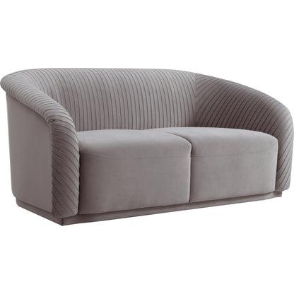 Yara Pleated Velvet Loveseat by TOV Furniture in beige. Made from pine, velvet in a transitional style.
