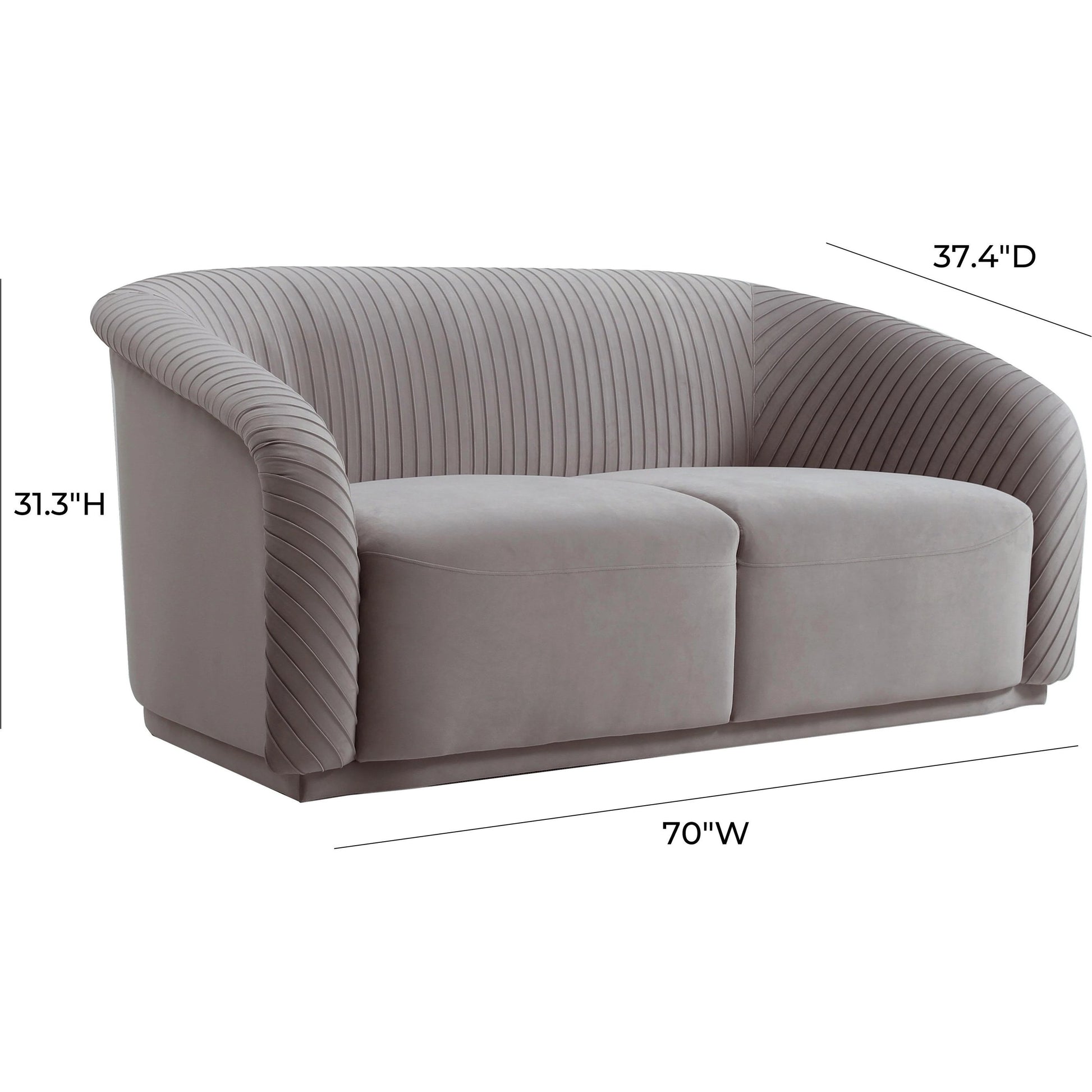 Yara Pleated Velvet Loveseat by TOV Furniture in beige. Made from pine, velvet in a transitional style.