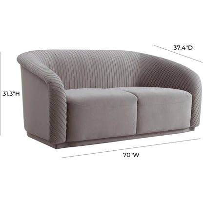 Yara Pleated Velvet Loveseat by TOV Furniture in beige. Made from pine, velvet in a transitional style.