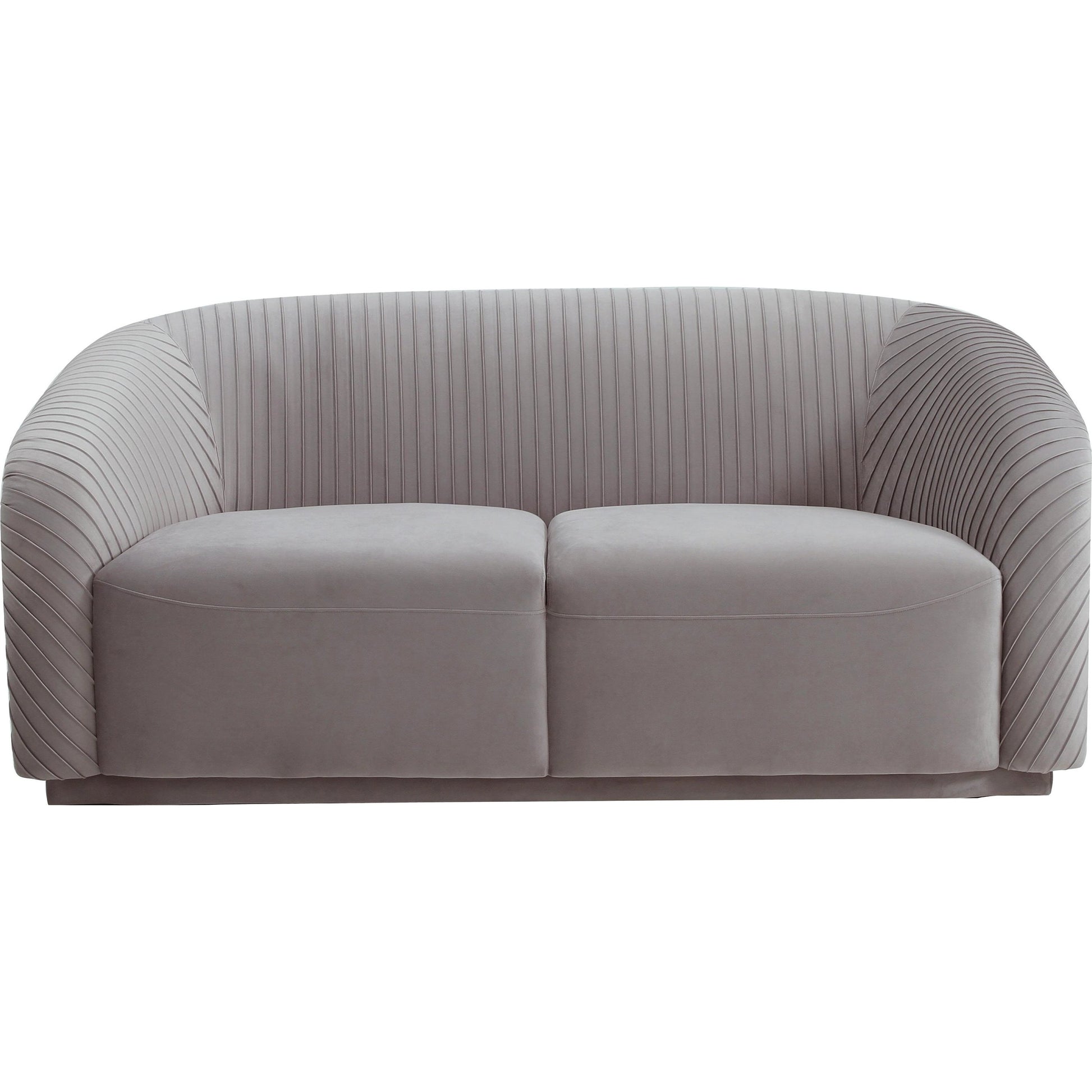 Yara Pleated Velvet Loveseat by TOV Furniture in beige. Made from pine, velvet in a transitional style.