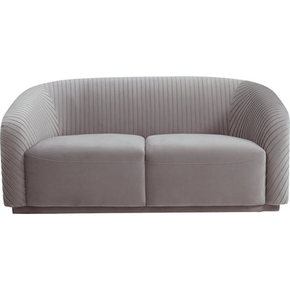 Yara Pleated Velvet Loveseat by TOV Furniture in beige. Made from pine, velvet in a transitional style.