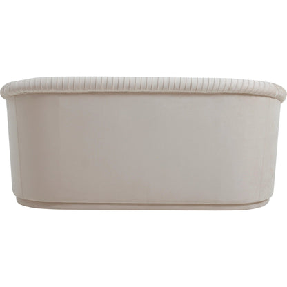 Yara Pleated Velvet Loveseat by TOV Furniture in beige. Made from pine, velvet in a transitional style.