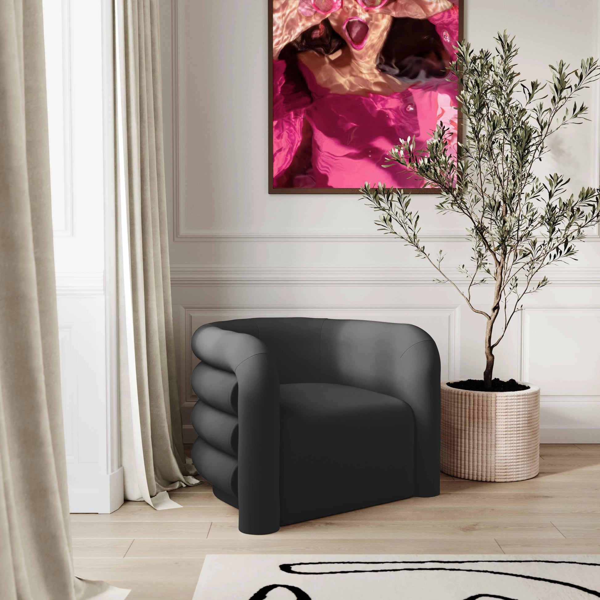 Curves Velvet Lounge Chair by TOV Furniture. Made from velvet, pine, plywood in a modern style.
