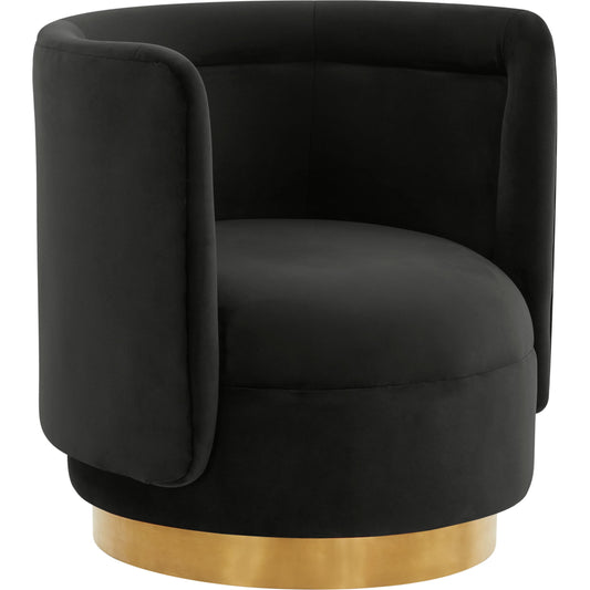 Remy Velvet Swivel Chair by TOV Furniture in black. Made from velvet, pine, plywood in a modern style.
