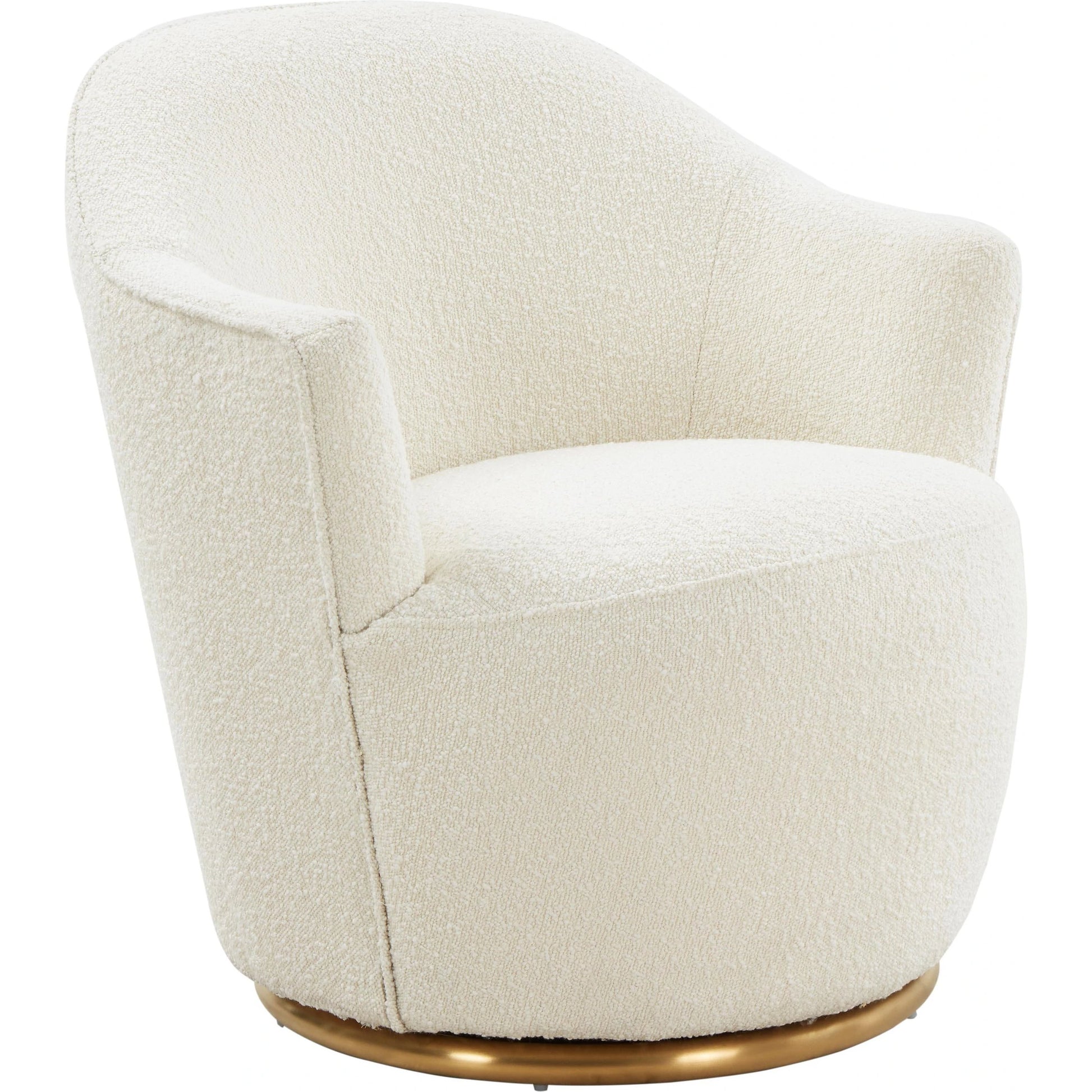 Skyla Boucle Swivel Chair by TOV Furniture in beige. Made from boucle (polyester), pine, plywood in a transitional style.