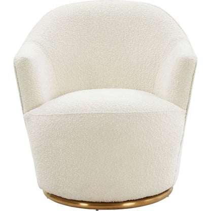 Skyla Boucle Swivel Chair by TOV Furniture in beige. Made from boucle (polyester), pine, plywood in a transitional style.