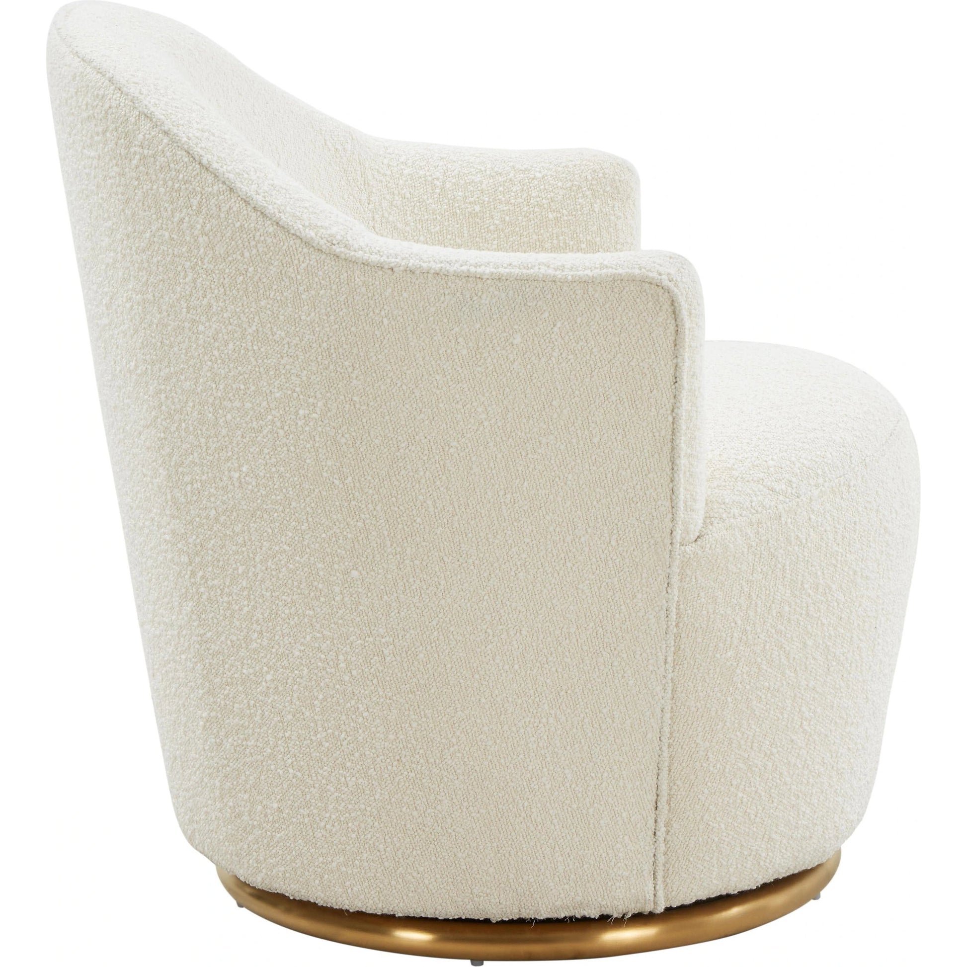 Skyla Boucle Swivel Chair by TOV Furniture in beige. Made from boucle (polyester), pine, plywood in a transitional style.