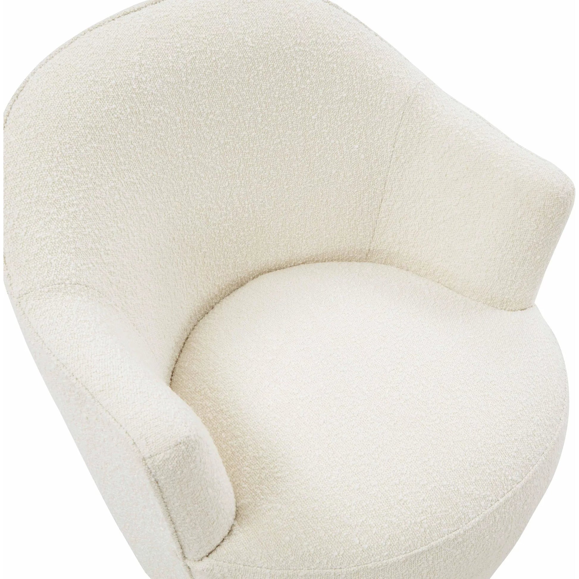 Skyla Boucle Swivel Chair by TOV Furniture in beige. Made from boucle (polyester), pine, plywood in a transitional style.