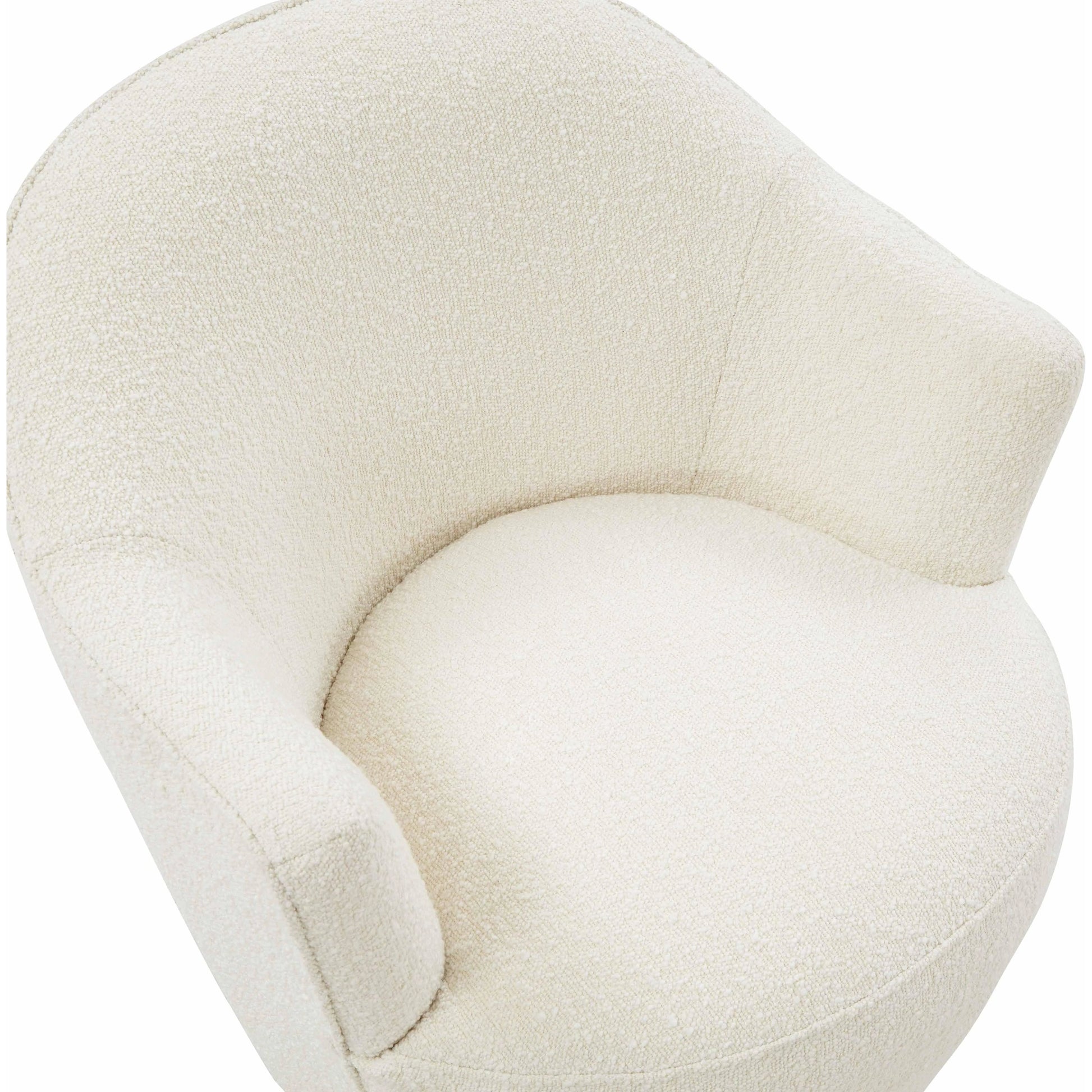 Skyla Boucle Swivel Chair by TOV Furniture in beige. Made from boucle (polyester), pine, plywood in a transitional style.