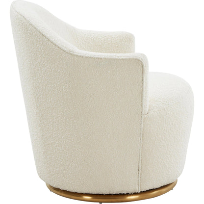 Skyla Boucle Swivel Chair by TOV Furniture in beige. Made from boucle (polyester), pine, plywood in a transitional style.