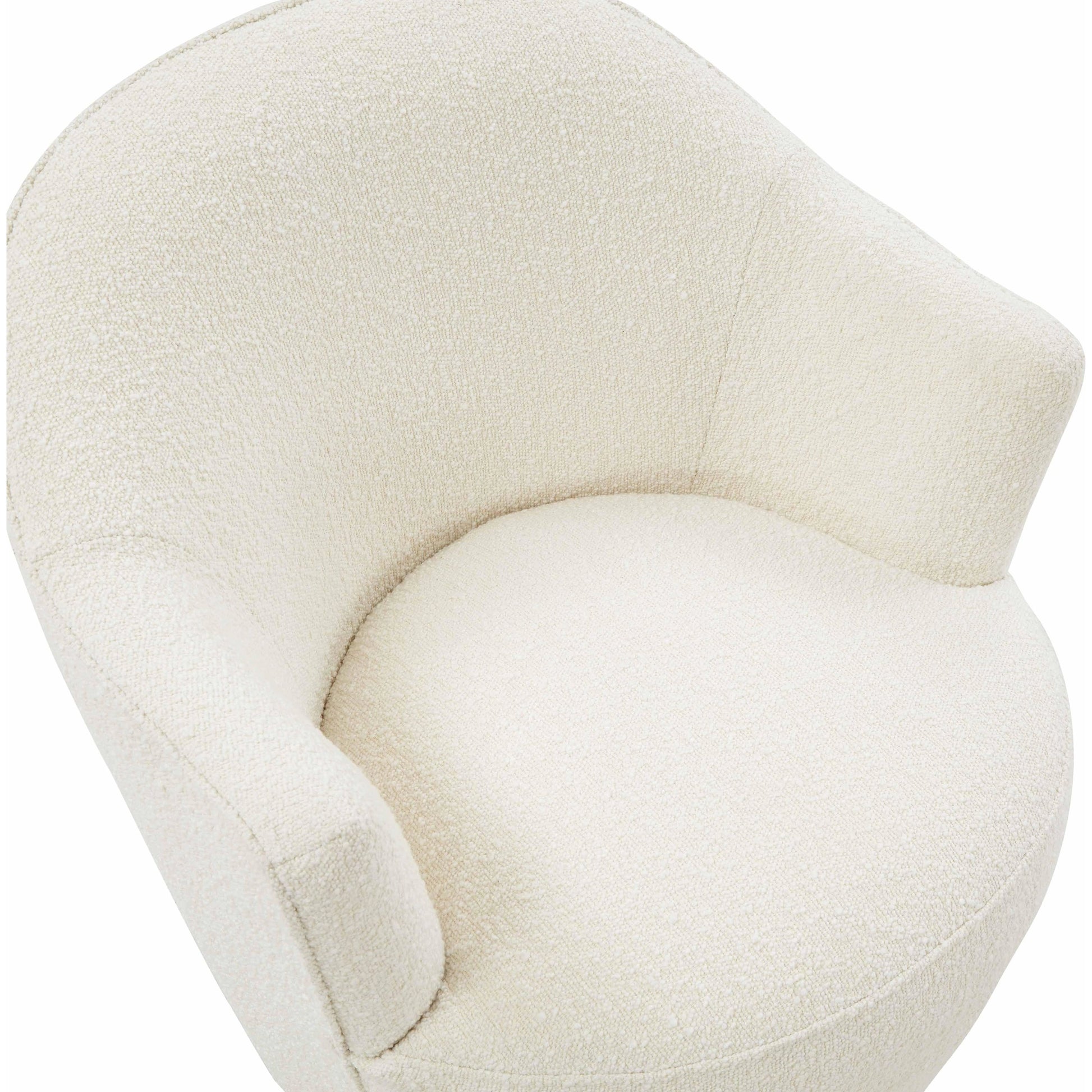 Skyla Boucle Swivel Chair by TOV Furniture in beige. Made from boucle (polyester), pine, plywood in a transitional style.