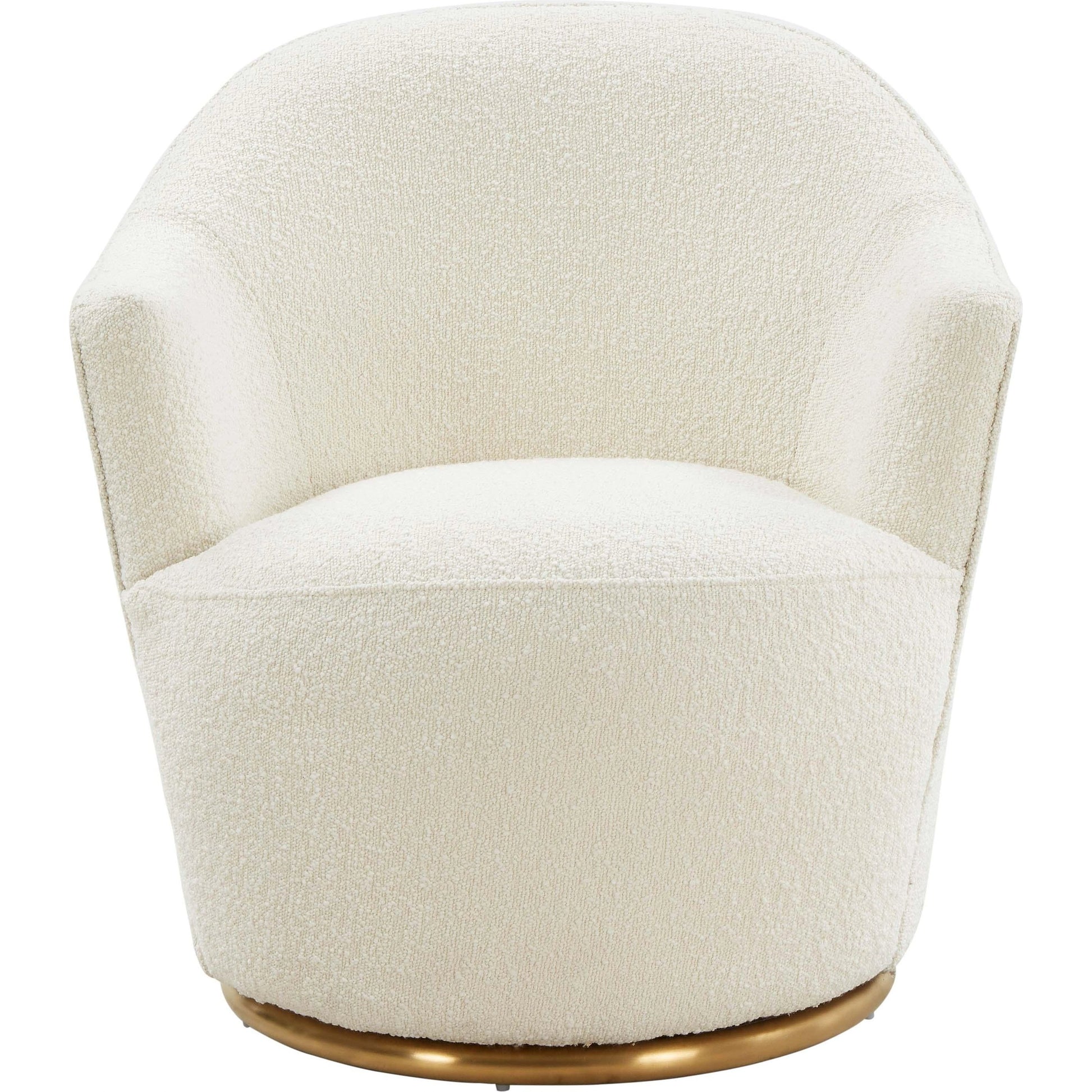 Skyla Boucle Swivel Chair by TOV Furniture in beige. Made from boucle (polyester), pine, plywood in a transitional style.