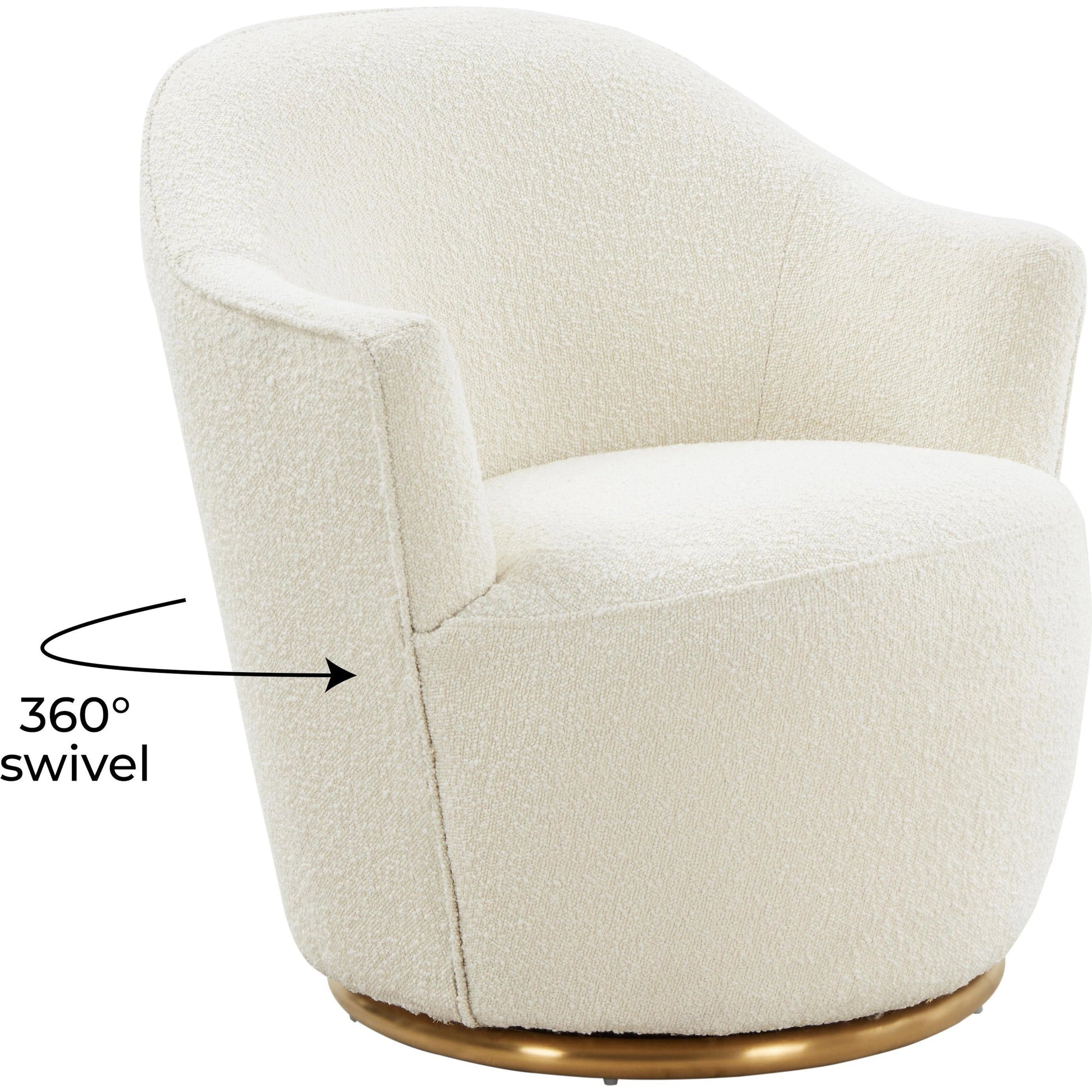 Skyla Boucle Swivel Chair by TOV Furniture in beige. Made from boucle (polyester), pine, plywood in a transitional style.