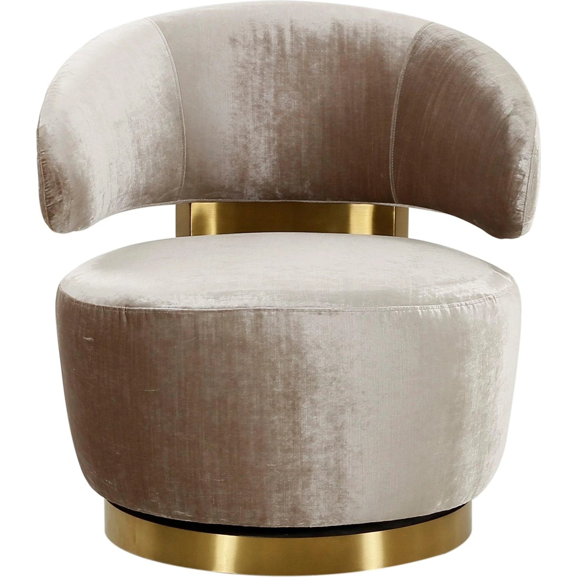 Austin Velvet Chair by TOV Furniture in champagne. Made from pine, stainless steel, velvet in a modern style.