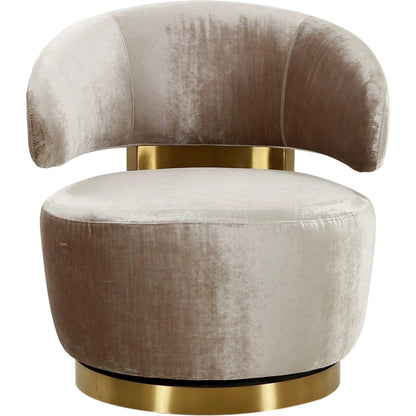 Austin Velvet Chair by TOV Furniture in champagne. Made from pine, stainless steel, velvet in a modern style.