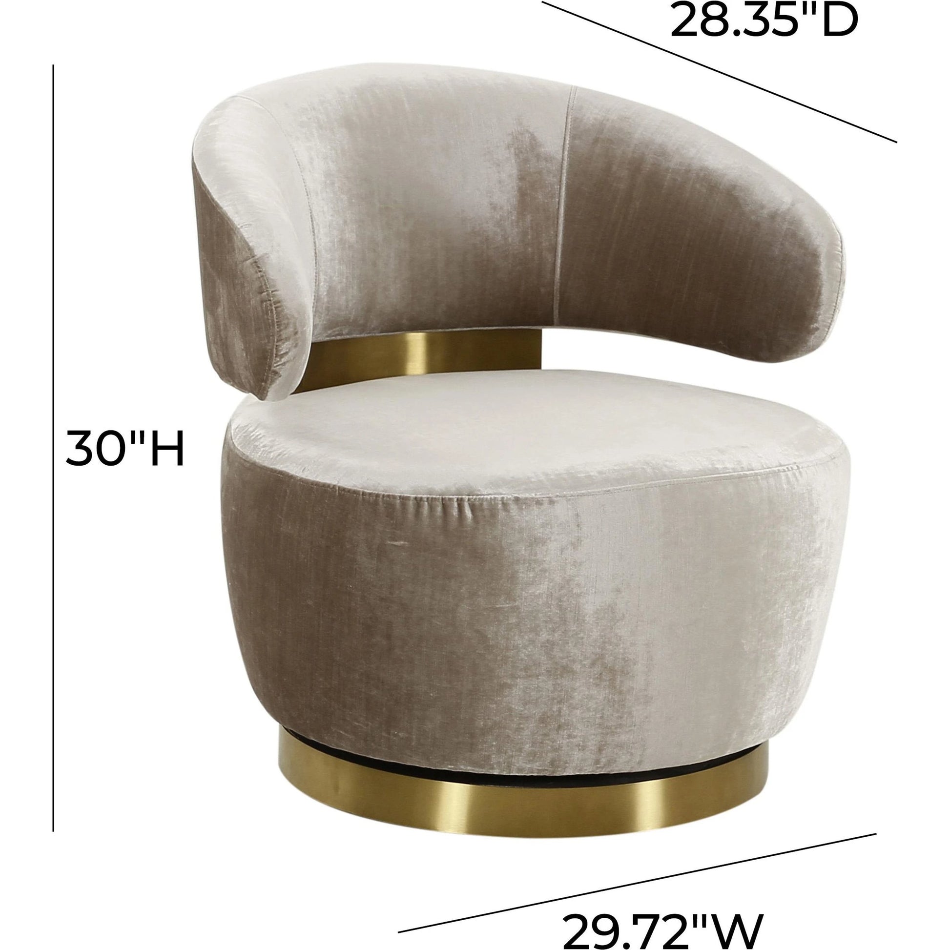 Austin Velvet Chair by TOV Furniture in champagne. Made from pine, stainless steel, velvet in a modern style.